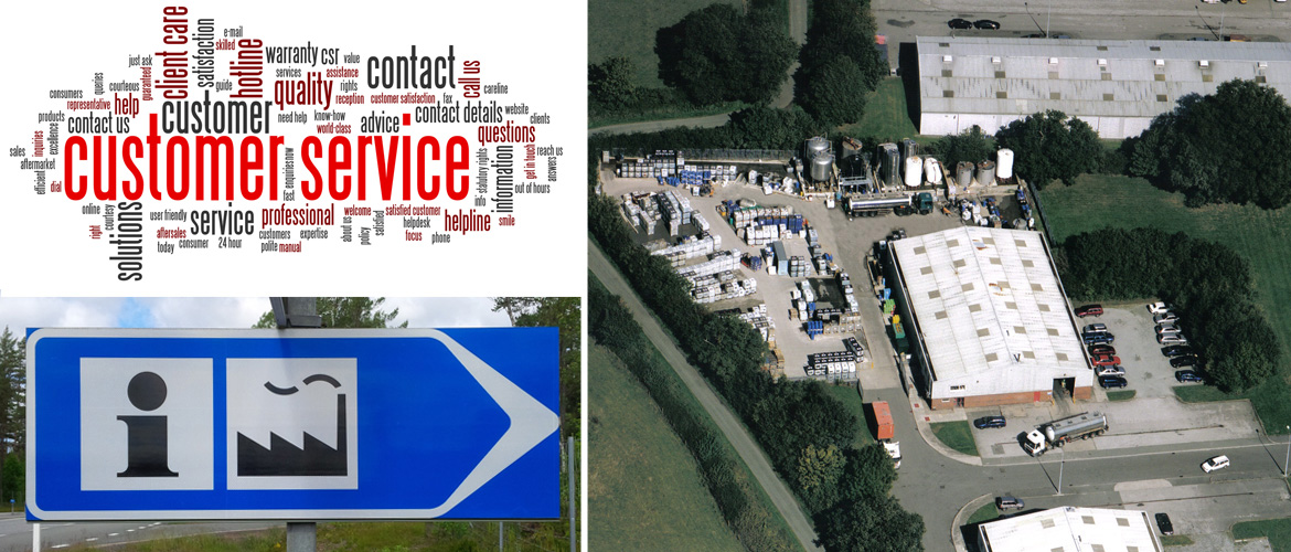 Sign, Customer Service, Aerial View of the Almetron Site
